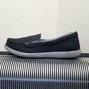 EASY WEAR CROCS CHARCOAL GREY CANVAS SLIP ON RUBBER SOLE LOAFERS /SNEAKERS. SZ 9